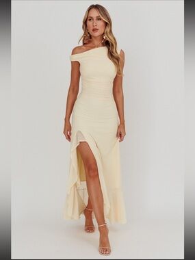NWT Moonlit Magic Asymmetric Neckline Maxi Dress